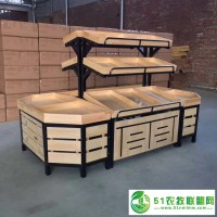 鋼木結(jié)合水果超市貨架多功能水果展示架蔬菜擺放架雙層水果蔬菜架