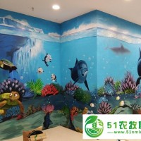 水族館海洋世界海洋館彩繪墻繪墻面繪畫(huà) 尺寸定制圖案定制 裝飾空間