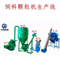 牛羊魚(yú)雞鴨400飼料顆粒機(jī) 秸稈牧草制粒機(jī) 400型飼料造粒機(jī)流水線