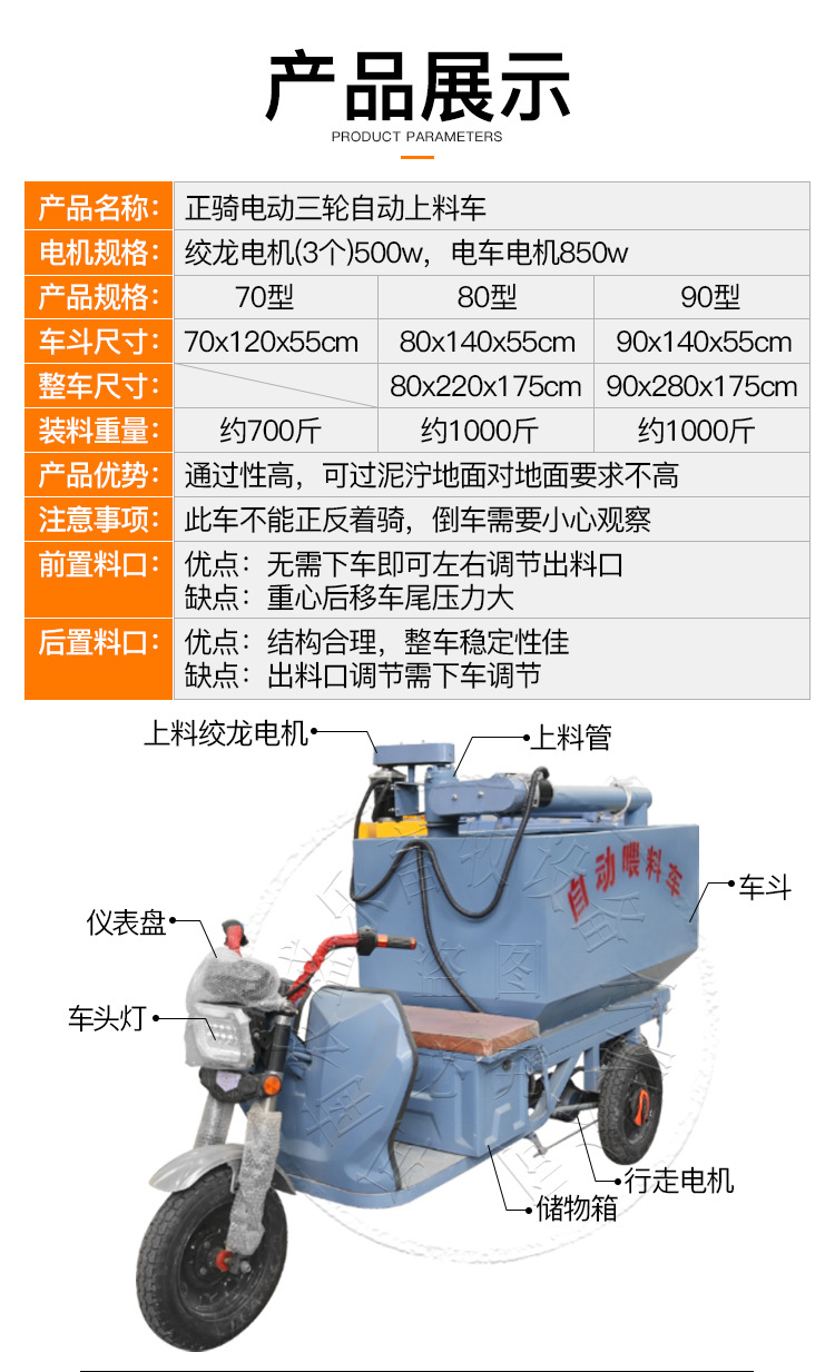 廠家直銷電動三輪自動上料車豬場喂料車畜牧喂料車養(yǎng)殖喂料設備