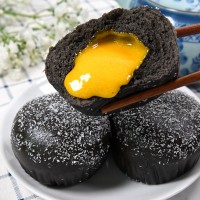 高美烏金流沙包 冷凍半成品點心廣式早茶椰蓉黑金蛋黃餡包子批發(fā)