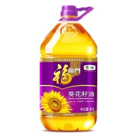 中糧福臨門壓榨一級葵花籽油5L/桶家用油炸食用油炒菜葵花油