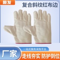 廠家批發(fā)白甲24線雙層加厚帆布手套勞動結(jié)實耐用手部防護勞保手套