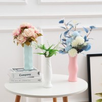 塑料花瓶居家客廳彩色瓶子花器 工藝擺件花瓶耐摔餐桌塑料裝飾瓶