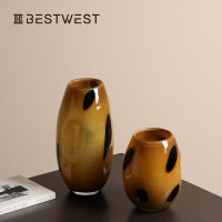 Best west 中古高級感波點玻璃插花花瓶家居軟裝飾品水培花器批發(fā)