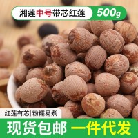 包郵湖南湘蓮 中號(hào)帶芯紅蓮 湘蓮蓮子干貨 500g 帶芯紅蓮代發(fā)包郵