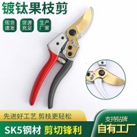 貨源供應(yīng)佐川弘828鍍鈦果枝剪Sk5剪刀花藝修剪樹枝剪刀粗枝剪