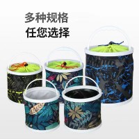 帆布折疊打水桶垂釣用品裝魚桶洗筆筒帶繩小水桶戶外便捷式釣魚桶