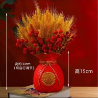 麥穗干花福袋花瓶樹脂客廳招財進寶錢袋子家居裝飾工藝品招財擺件