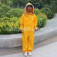 養(yǎng)蜂服加厚防蜂衣 黃色太空連體防蜂服 太空服 蜂帽 養(yǎng)蜂防護用品