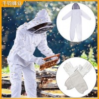 養(yǎng)蜂用防蜂服加厚太空服+白羊皮帆布手套養(yǎng)蜂防護服連體防蜂衣