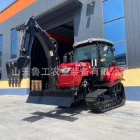 120馬力履帶式拖拉旋耕機(jī)帶挖機(jī) 水旱兩用小型履帶旋耕施肥拖拉機(jī)