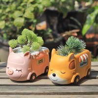 創(chuàng)意卡通動物多肉花盆辦公室家居陽臺綠植園藝裝飾盆栽微景觀花器