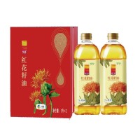 中糧悅潤(rùn)新疆純紅花籽油1Lx2瓶禮盒裝物理壓榨一級(jí)食用植物油健康