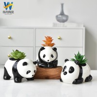 外貿(mào)陶瓷多肉盆栽花盆創(chuàng)意動(dòng)物熊貓家居擺件跨境歐美亞馬遜園藝