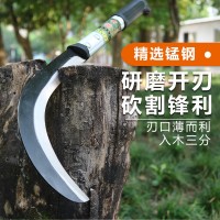 廠家直供家用園林農(nóng)用割草錳鋼柴刀鐮刀割水稻木柄砍柴刀