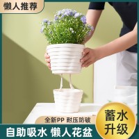 簡約創(chuàng)意懶人自動吸水塑料花盆批發(fā)陽臺大號大口徑綠植多肉盆園藝